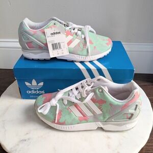 Adidas ZX Flux W Womens‎ Tropical Floral Print Sneakers Size 7.5 US Pink Grn NIB